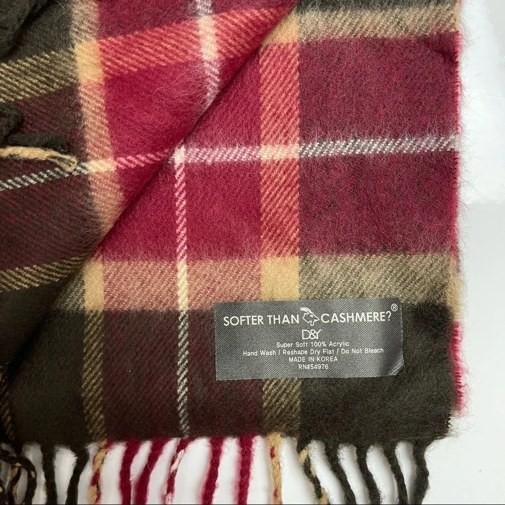 David & Young Softer than Cashmere Unisex‎ Plaid Fringe Holiday Fashion Scarf